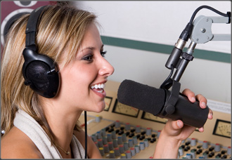 Female DJ at Microphone